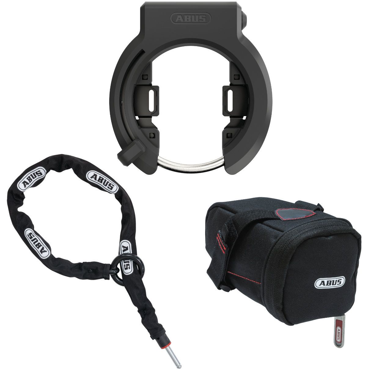 y1 ABUS – Fahrradschloss-Set: Rahmenschloss + Einsteckkette + Satteltasche – Bild 1